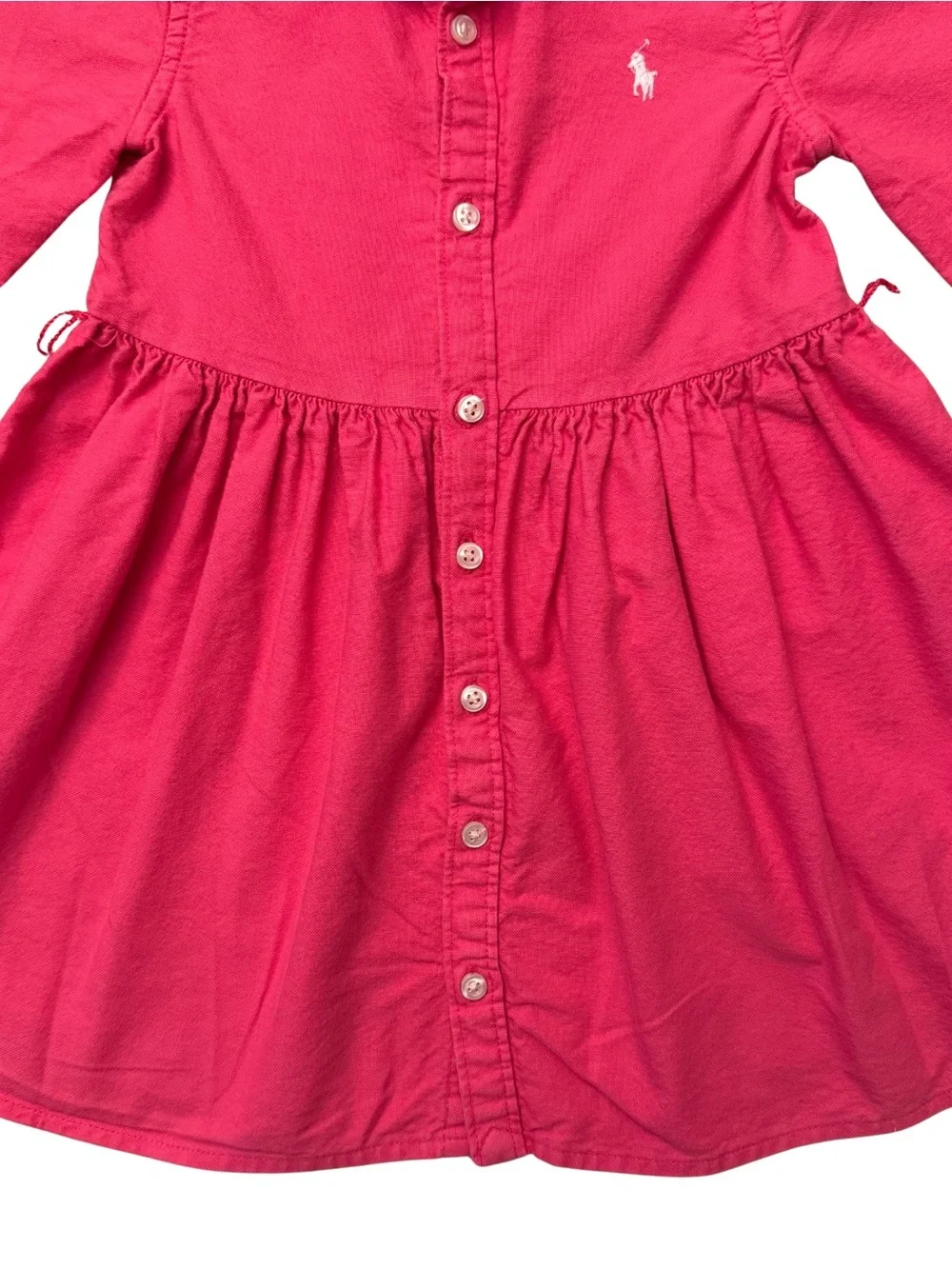 Ralph Lauren Girls' Pink Button-Front Cotton Oxford Polo Shirt Dress